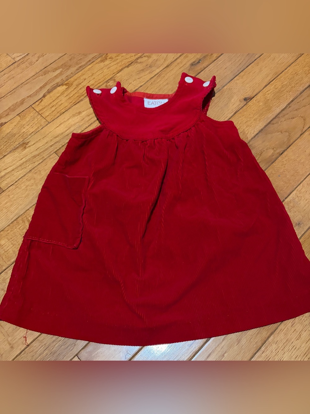 Vintage Red Eaton Red Corduroy Kids Dress